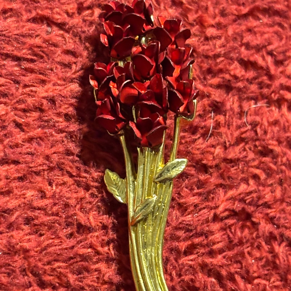 DM@97 Elegant Red Floral Roses Brooch